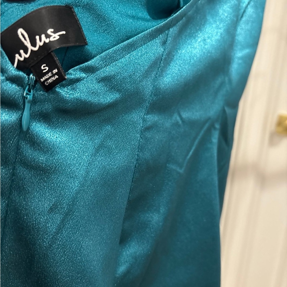 Lulu's Teal Satin Gown